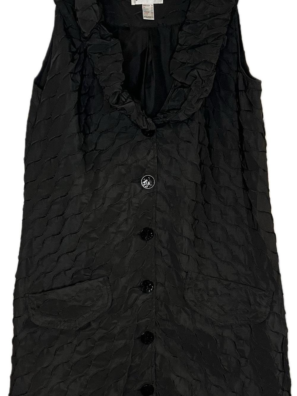 Vintage Joseph Ribkoff  Black Sleeveless Button-Front Dress
